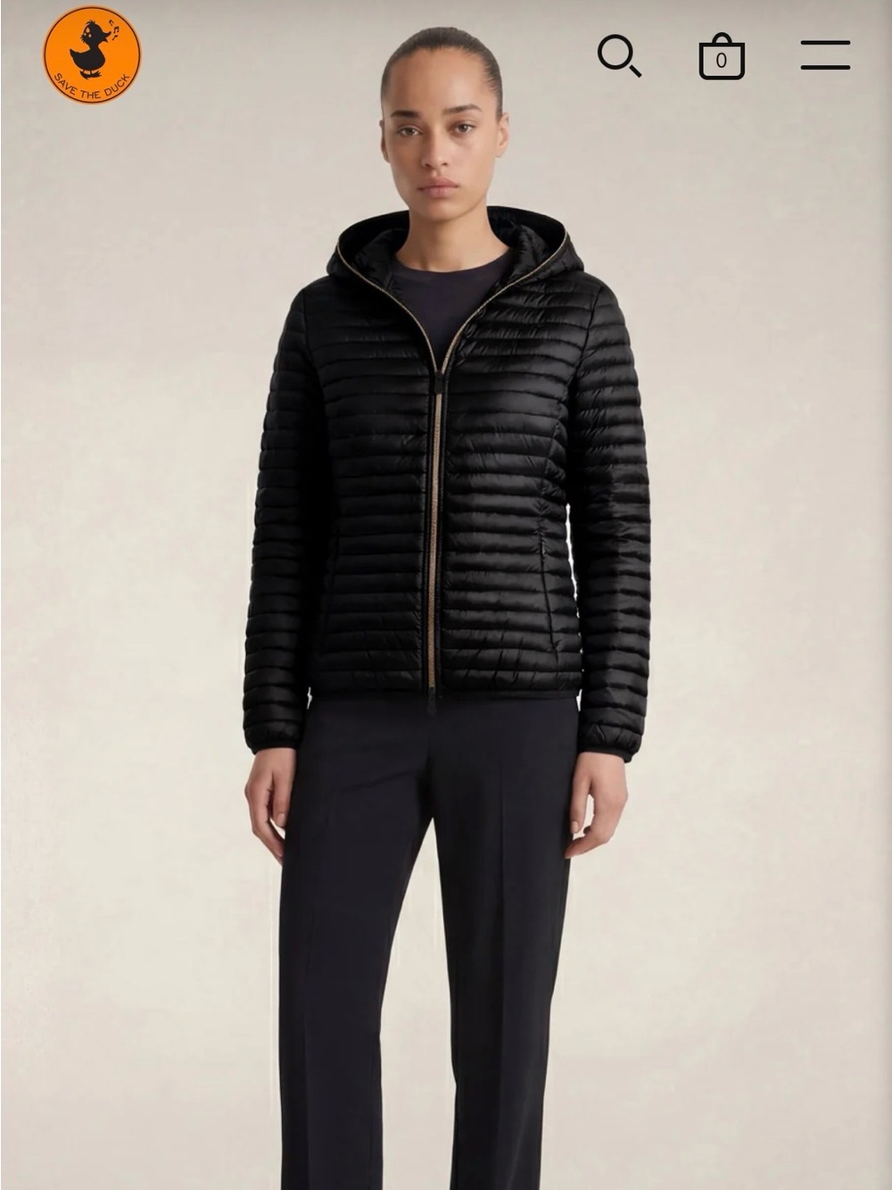 HOODED ANIMAL FREE PUFFER JACKET ALEXA IN BLACK